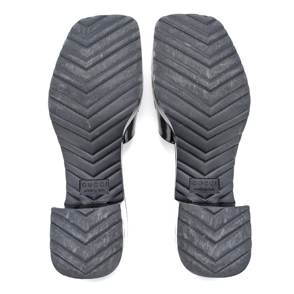 Gucci Black Logo Rubber Slide Platform Sandal Box/Dust Bag Size 37 - Picture 7 of 12